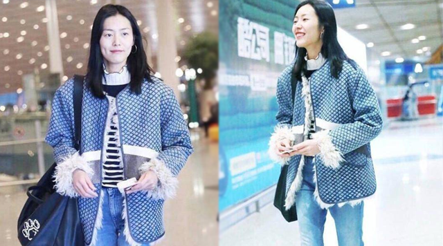 奚梦瑶和刘雯在机场的穿着，大表姐要保守许多！